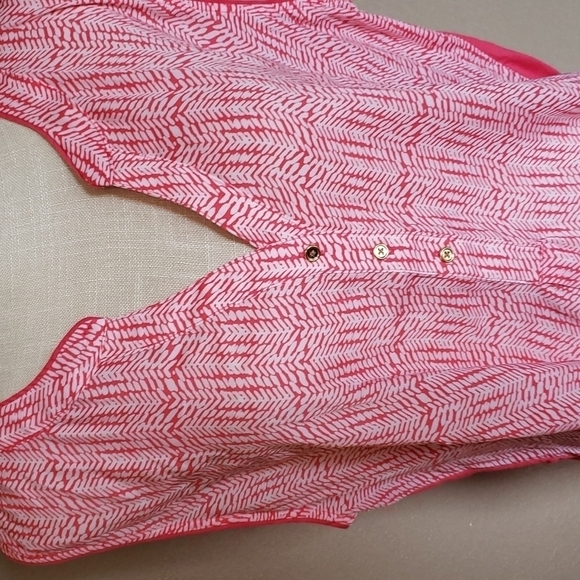 NWT Hanna & Gracie Chevron print flowy sleeveless v neck Grandmacore Chiffon - Picture 2 of 5